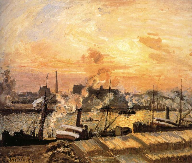 Camille Pissarro Sunset Pier Sweden oil painting art
